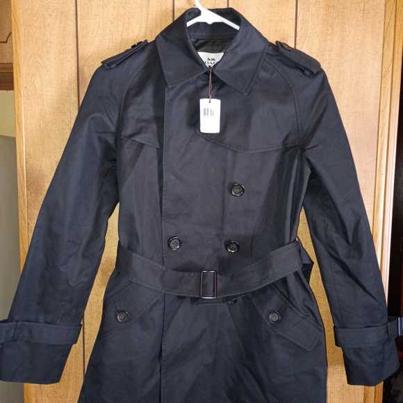Coach Jackets & Blazers - Coach Black Trench Coat Double-Breasted Belted